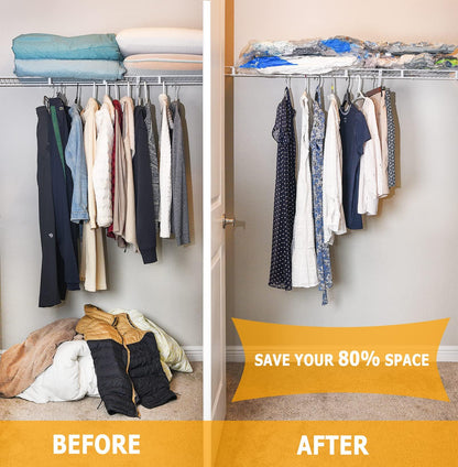 Vacuum Storage Bags 6 Large, Space Saver Sealer Bags, Airtight Compression Bags for Clothes, Pillows, Comforters, Blankets, Bedding