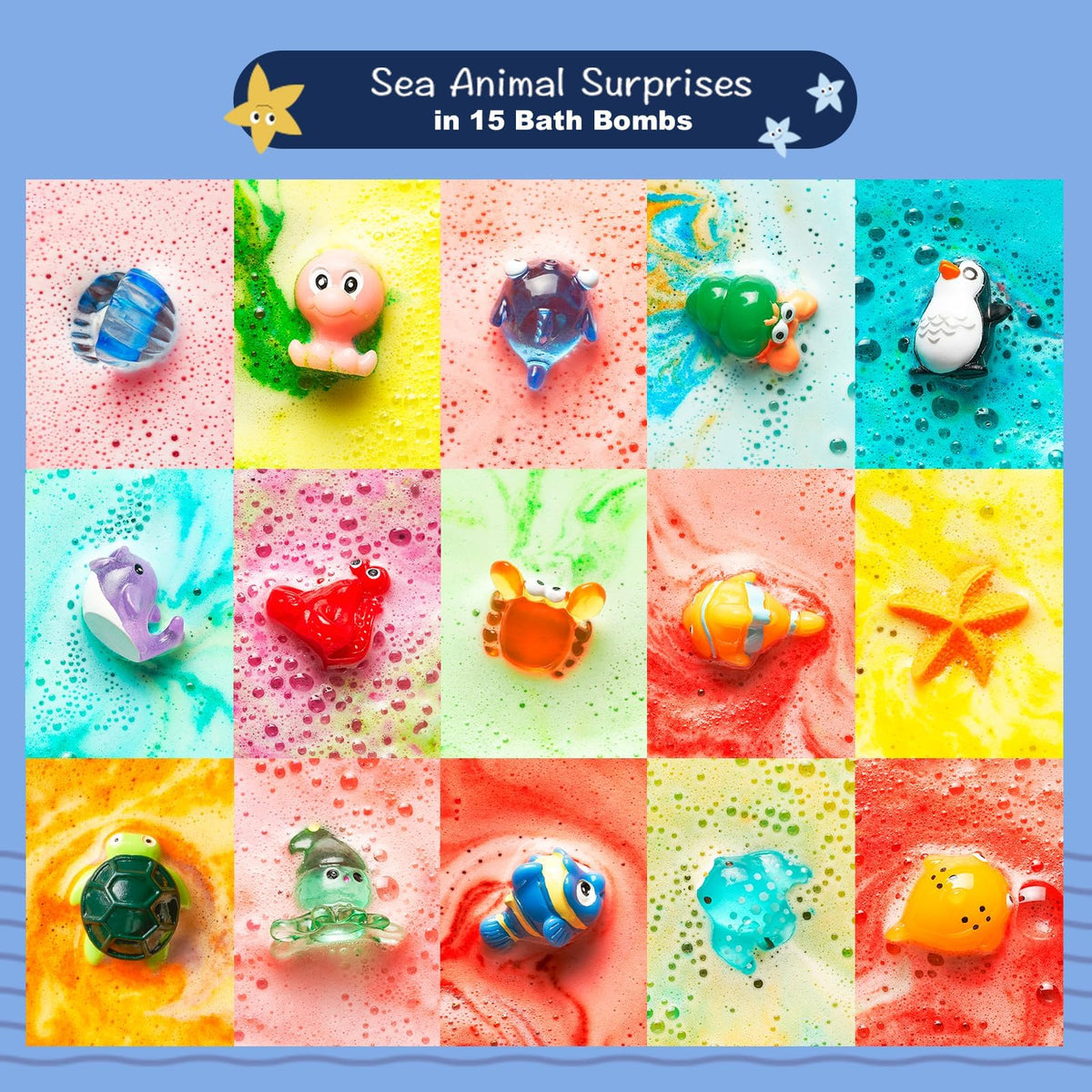 15 Pack Sea Surprise Bath Bombs for Kids, Organic Child-Safe Gift Set 🍁 All In One Marketplace Canada
