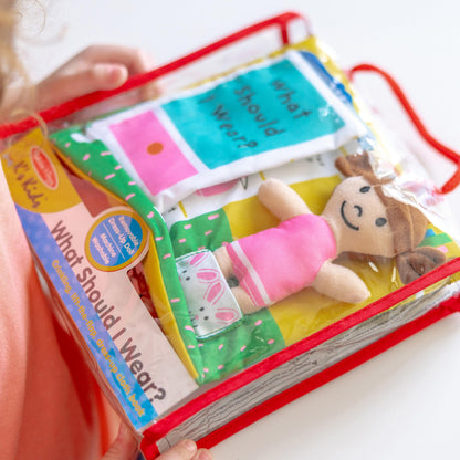 Melissa & Doug Soft Activity Baby Book - What Should I Wear?Sensory Toys for Toddlers, Travel Toys for Toddlers, Dress Up Doll for Babies and Melissa & Doug