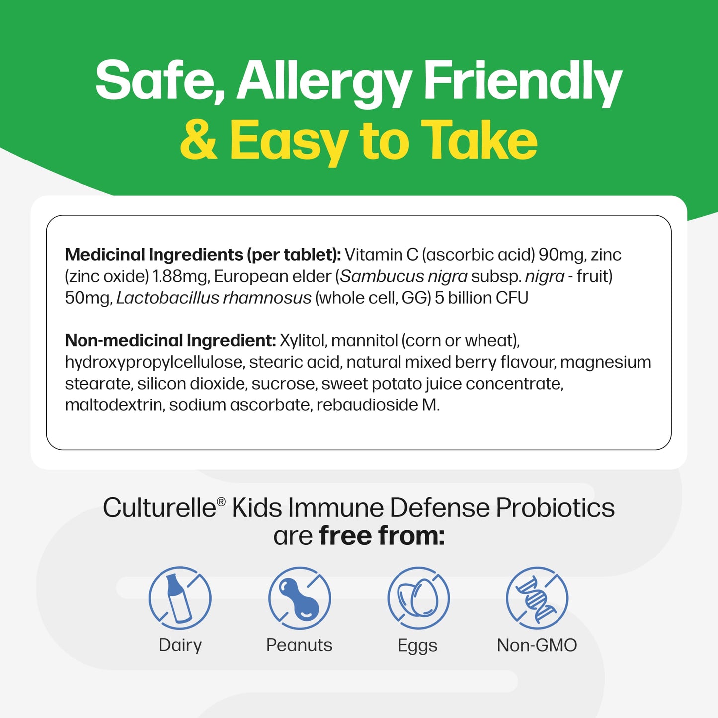 Culturelle Kids Immune Defense, Probiotic + Elderberry, Vitamin C and Zinc, Immune Support for Kids, Mixed Berry Chewables, 30 count - Available at All In One Marketplace Canada