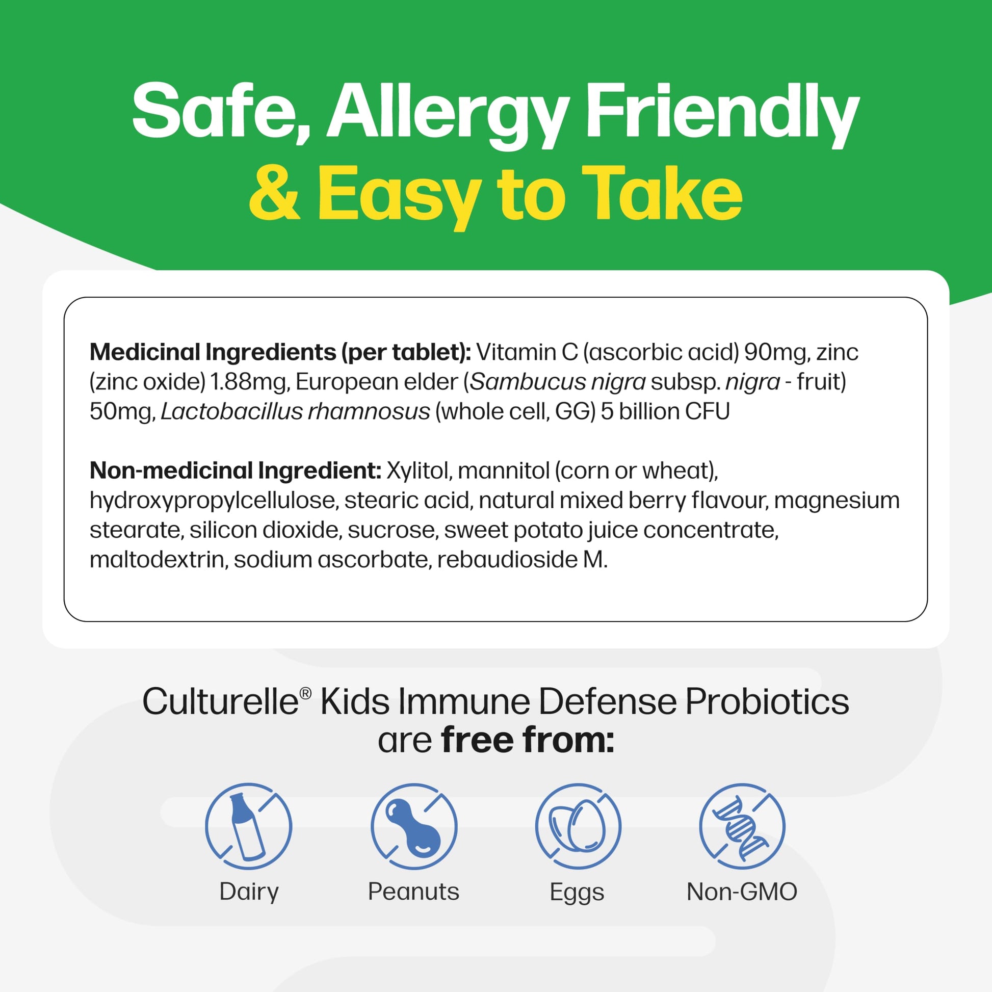 Culturelle Kids Immune Defense, Probiotic + Elderberry, Vitamin C and Zinc, Immune Support for Kids, Mixed Berry Chewables, 30 count - Available at All In One Marketplace Canada