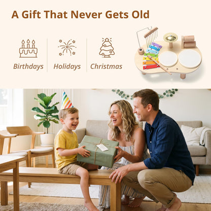 Promise Babe Wooden Musical Instruments , Percussion Instruments Baby Drum Set Xylophone, Montessori Educational Musical Toys, Gifts for Girls Boys Christmas 🍁 All In One Marketplace Canada