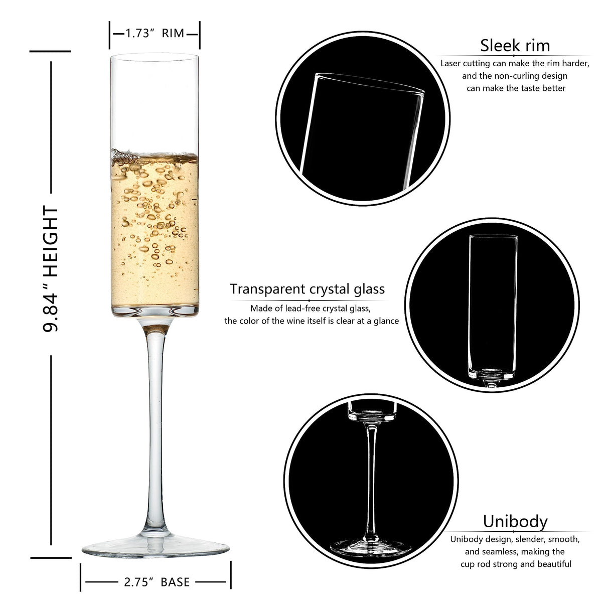 BACLIFE Crystal Champagne Flutes Set of 6 - Hand Blown Champagne Glasses with Long Stem - Elegant Sparkling Wine Stemware - Unique Gift for Birthday,Wedding, Christmas - 6.5 oz, Clear 🍁 All In One Marketplace Canada