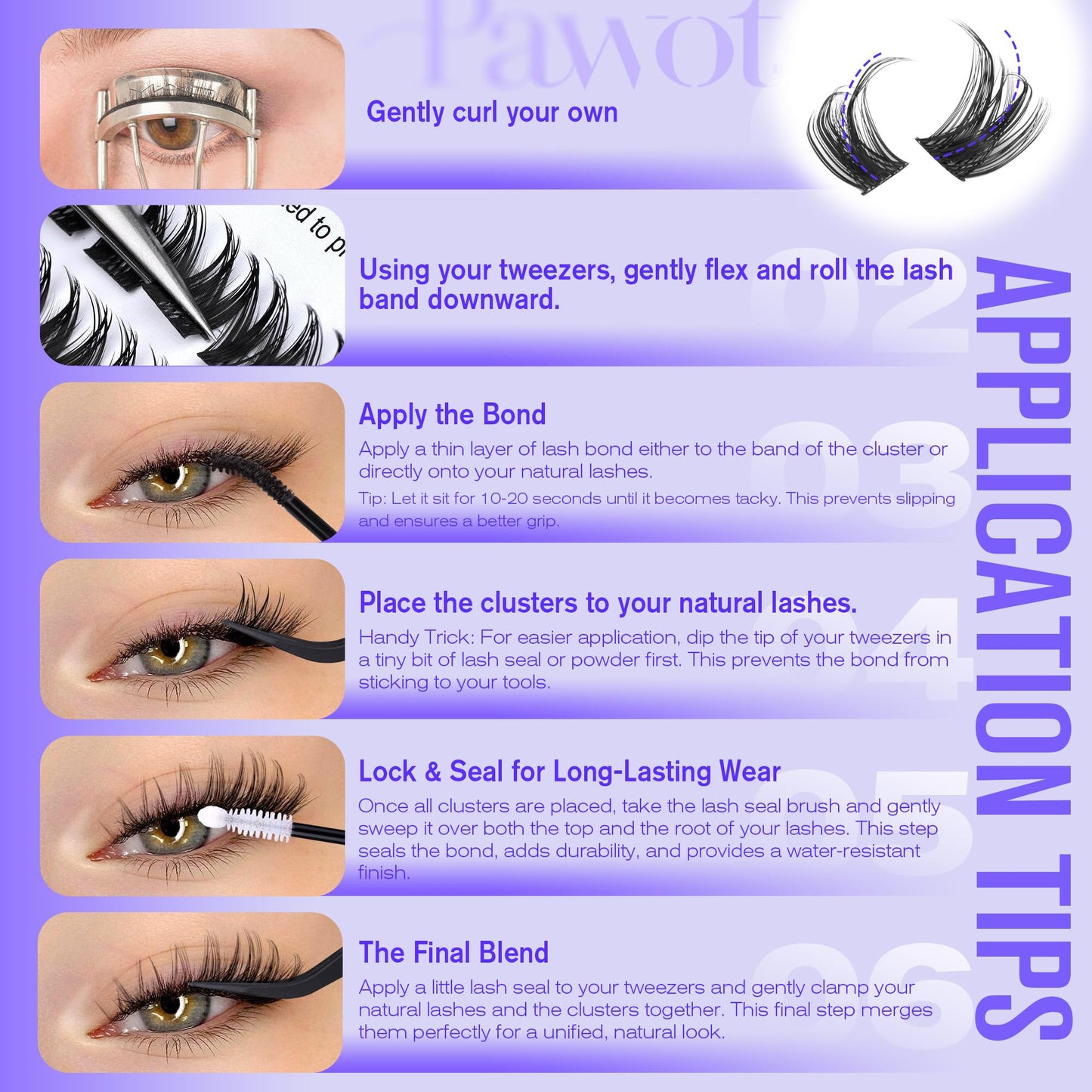 Pawotence Lash Clusters Wispy Cluster Eyelash Extensions 10-18mm Individual Lashes D Curl Cluster Lashes Extension DIY Soft Comfortable Eyelash Clusters with Thin Band
