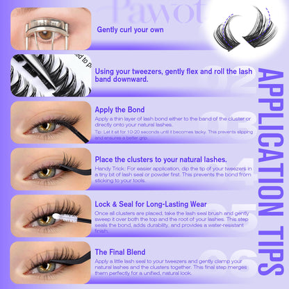 Pawotence Lash Clusters Wispy Cluster Eyelash Extensions 10-18mm Individual Lashes D Curl Cluster Lashes Extension DIY Soft Comfortable Eyelash Clusters with Thin Band