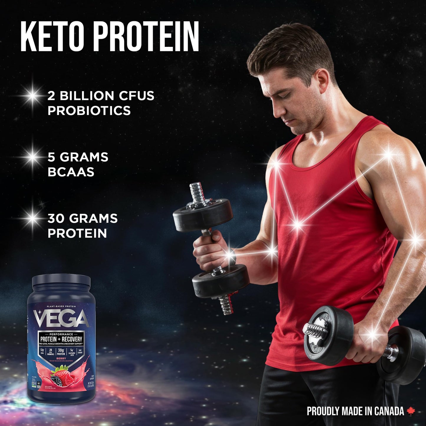 Vega Protein + Recovery, Berry – 30g Vegan Protein, Dairy & Gluten Free, Probiotics, NSF Certified, 801 g (19 Servings) 🍁 All In One Marketplace Canada
