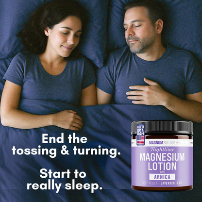 Nighttime Magnesium Lotion with Arnica – Highly Concentrated Magnesium for Muscles & Joints – Apply to Legs or Feet Before Bed – Skin-Friendly - Available at All In One Marketplace Canada