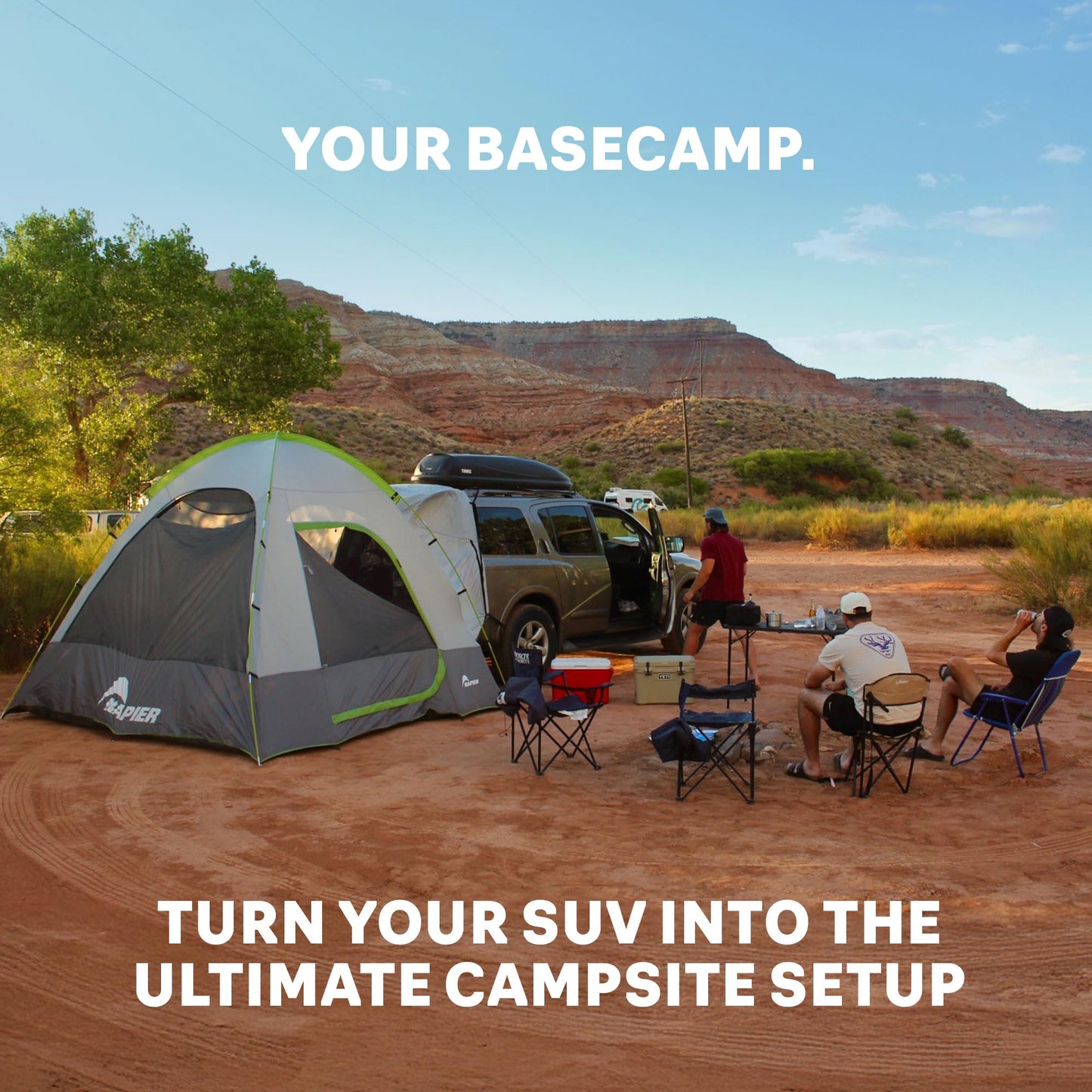 Napier Backroadz SUV Tent | 10' x 10' Vehicle Camping Tent | Fits All CUVs, SUVs, and Minivans | Sleeps 5 | Spacious, Durable, Easy Set-up | Gray/Green | Model 19100 Napier