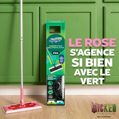 Swiffer Sweep and Mop Pro, 2-in-1 Floor Mopping , Multi-Surface Kit for Floor Cleaning, 5 Heavy Duty Dry Sweeping Cloths, 3 Heavy Duty Wet Mopping Cloths, Includes 1 Sweeper Device