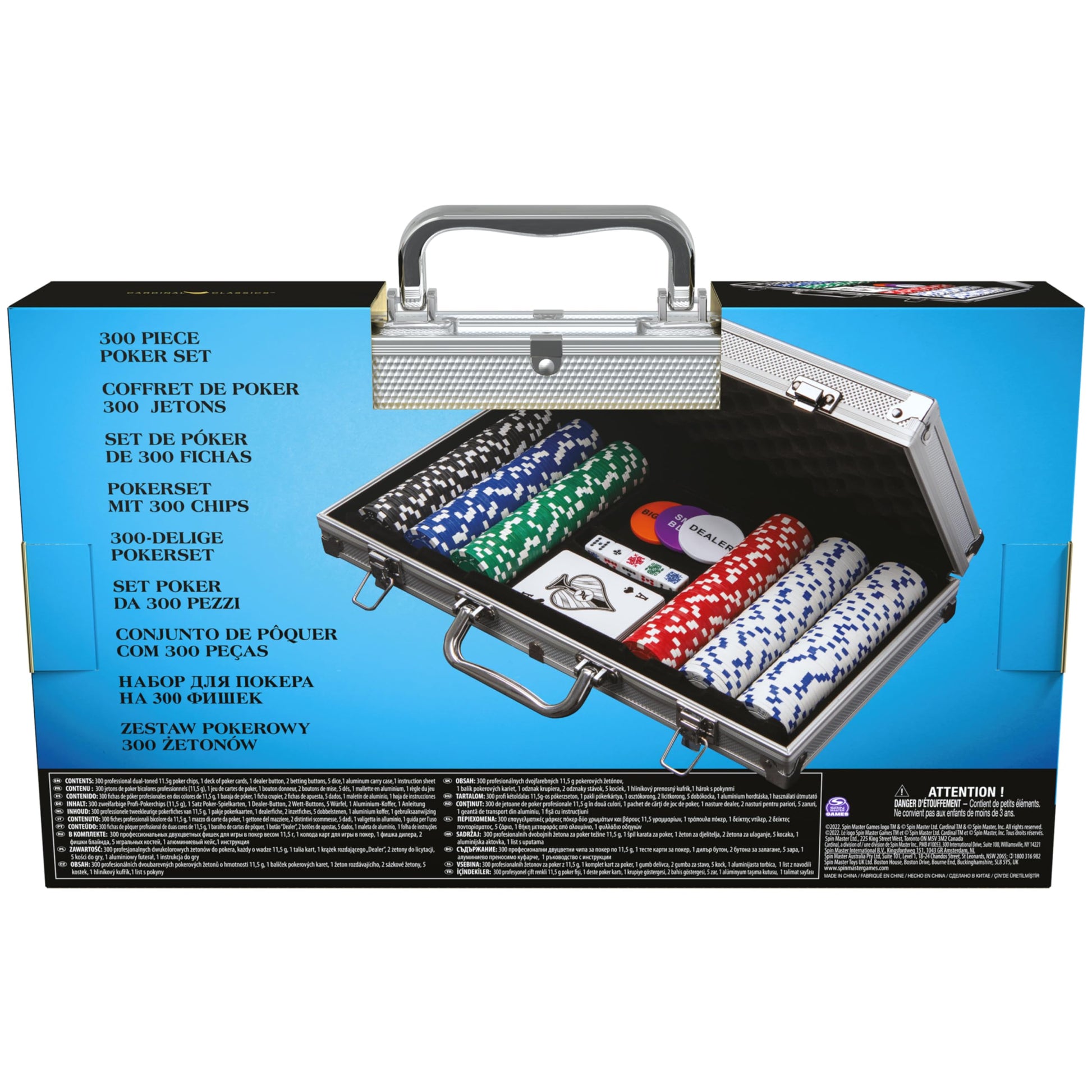 Cardinal Classics, 300-Piece Poker Set with Aluminum Carrying Case & Professional 11.5g Chips Plus 5 Poker Dice, for Adults and Kids Ages 10 and up