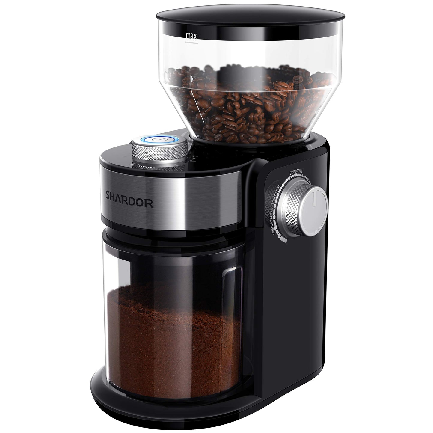 SHARDOR Electric Burr Coffee Grinder 2.0, Automatic Coffee Bean Grinder with 16 Precise Grind Setting, Adjustable Flat Burr Mill for French Press, Drip Coffee and Espresso, 2-14 Cup, Black - Available at All In One Marketplace Canada