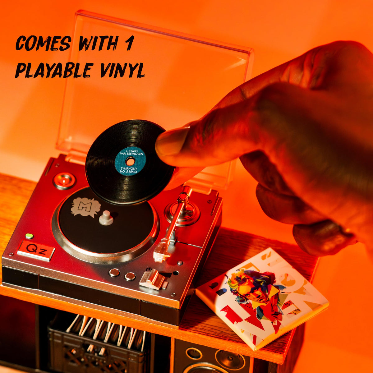 MGA's Miniverse Real Music Record Player Mini Collectibles, Mini Playable Record Player, Collectors, Gift, Beethoven