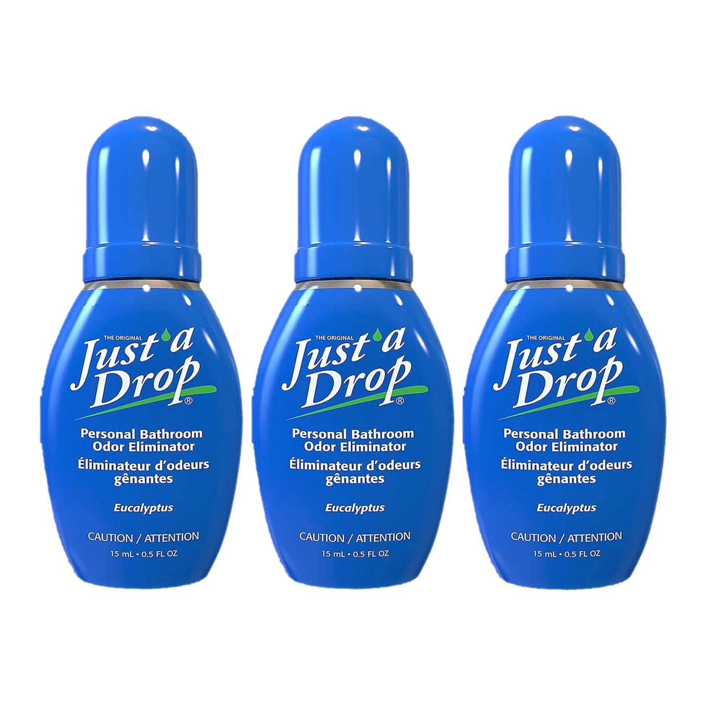 Just a Drop Before You Go Pocket Toilet Drops, Travel Size, Original Eucalyptus, 15 ml, Up to 200 Uses per Bottle, On-The-Go Bathroom Odour Deodorizer with Essential Oils, 3 Pack 🍁 All In One Marketplace Canada