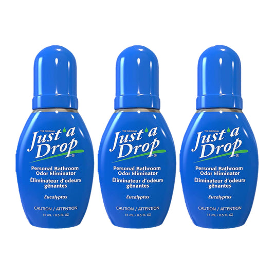 Just a Drop Before You Go Pocket Toilet Drops, Travel Size, Original Eucalyptus, 15 ml, Up to 200 Uses per Bottle, On-The-Go Bathroom Odour Deodorizer with Essential Oils, 3 Pack 🍁 All In One Marketplace Canada Just A Drop