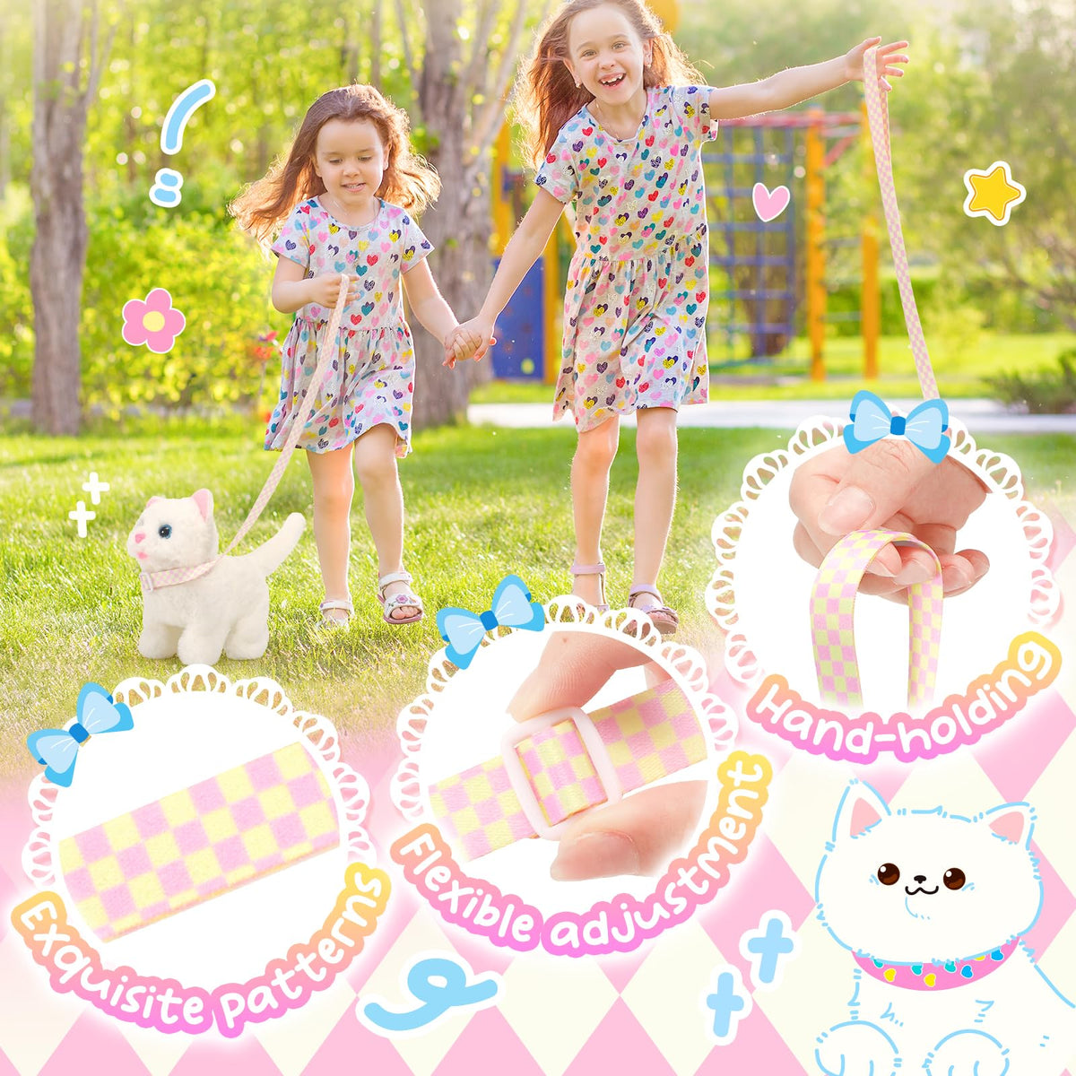 Tagitary Plush Toys Electronic Toy Cat That Walking and Meowing,Tail Wagging Interactive Toy Cat for Kids with Leash,Easter Christmas Birthday Gift for Toddlers Kids 🍁 All In One Marketplace Canada