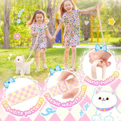 Tagitary Plush Toys Electronic Toy Cat That Walking and Meowing,Tail Wagging Interactive Toy Cat for Kids with Leash,Easter Christmas Birthday Gift for Toddlers Kids 🍁 All In One Marketplace Canada