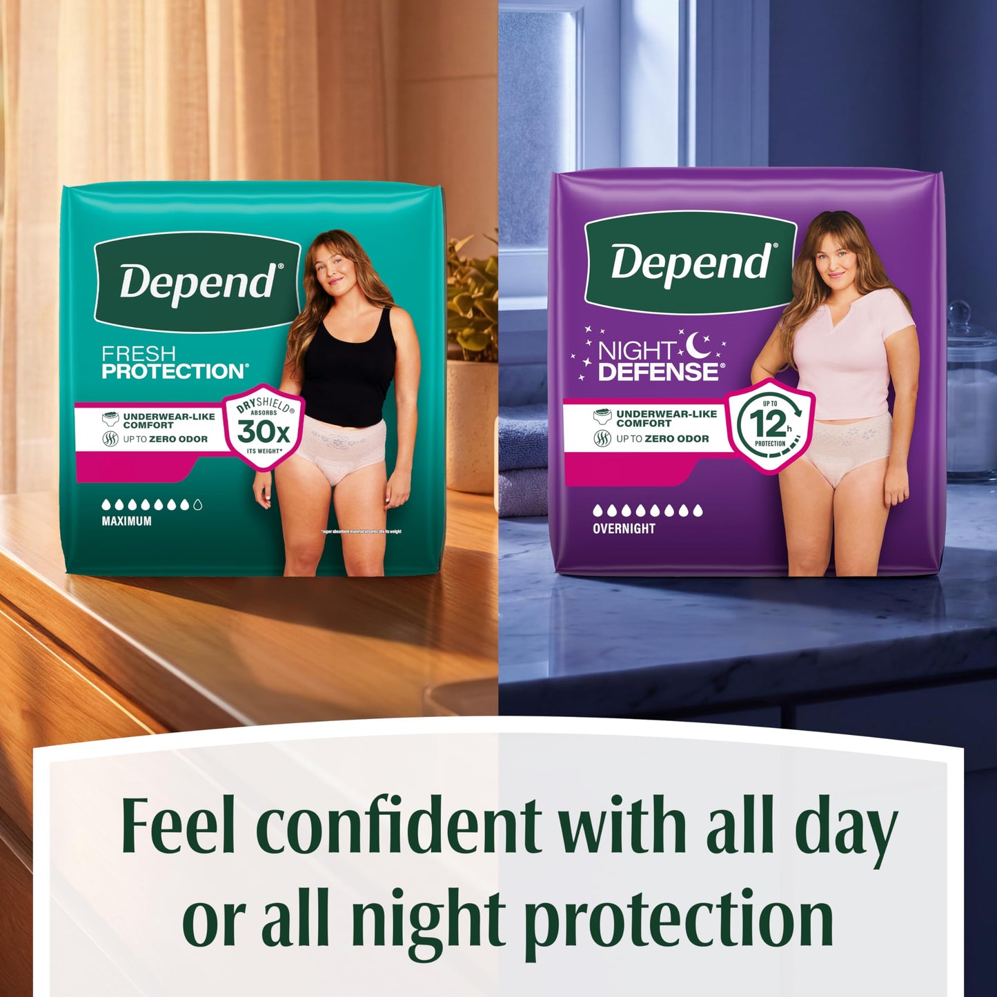 Depend FIT-FLEX Adult Incontinence Underwear for Women, Maximum Absorbency, S, Blush, 32 Count