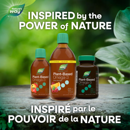 Nature's Way NutraVege Plant-based Omega-3 Supplement, Extra Strength Formula, Vegetarian, EPA + DHA from Algal Oil, Vegan, Cranberry Orange Flavour, 500 mL Liquid, Value Size Nature's Way