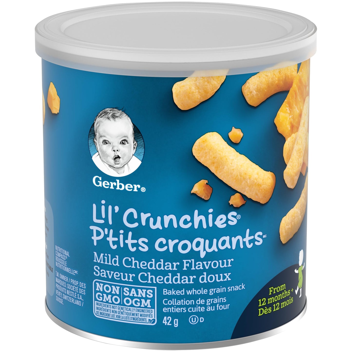 GERBER Lil’ Crunchies Mild Cheddar Flavour Toddler Snacks, 6 Boxes, 252 g Gerber