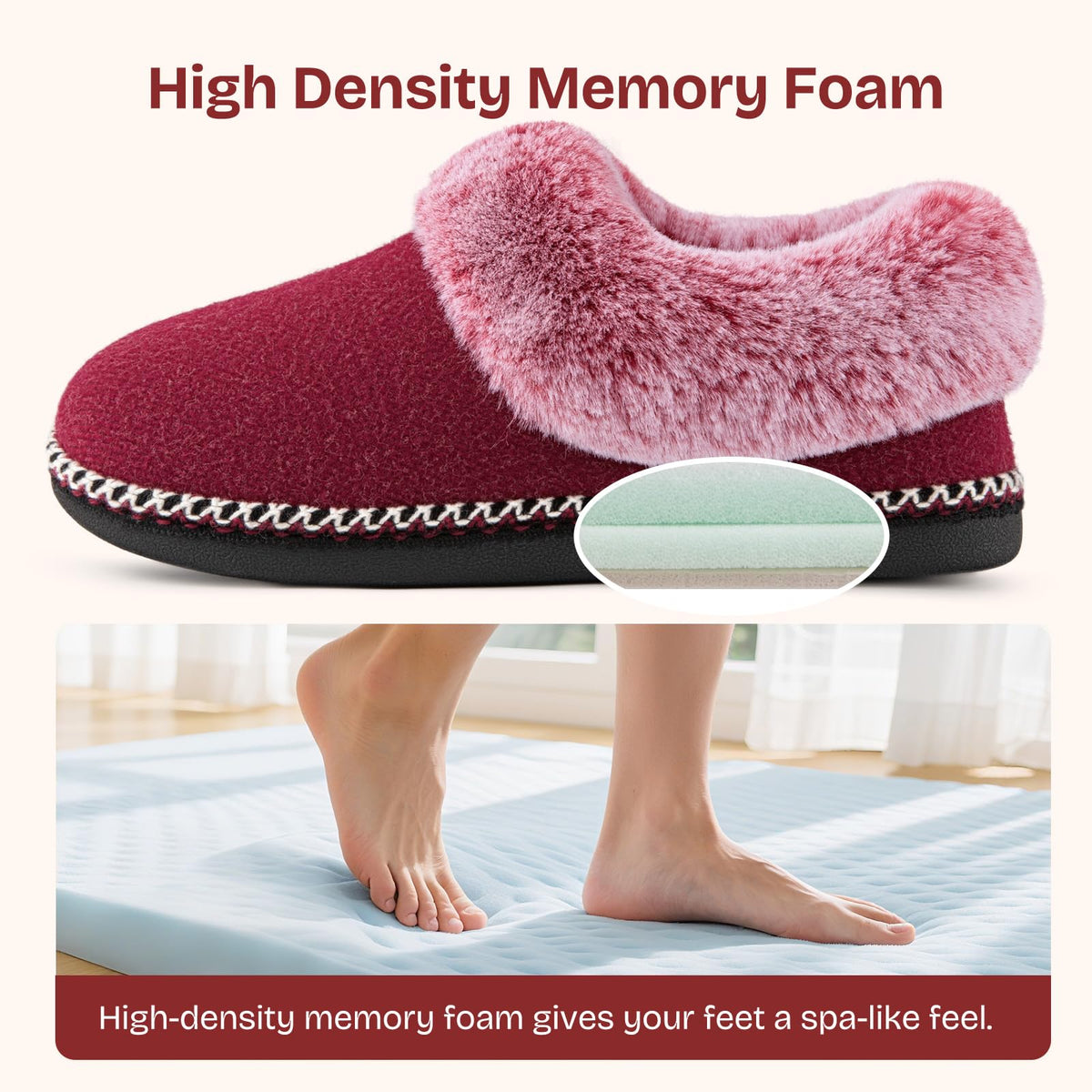 EverFoams Women's Bootie Slippers Memory Foam Burgundy, Size 9 US 🍁 All In One Marketplace Canada