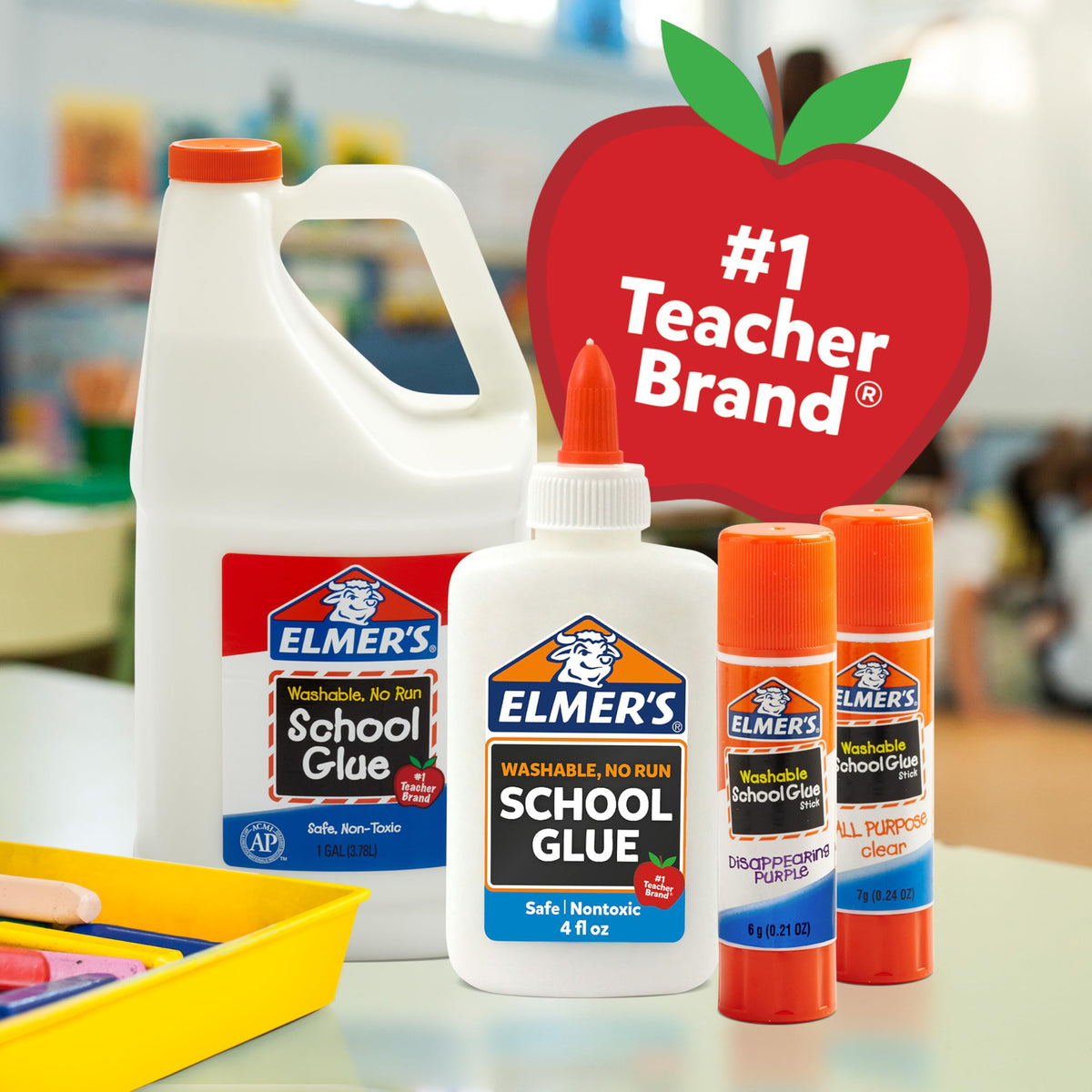 Elmer's Liquid School Glue, Clear Glue, Washable, Great for Making Slime, 3.78-L