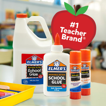 Elmer's Liquid School Glue, Clear Glue, Washable, Great for Making Slime, 3.78-L