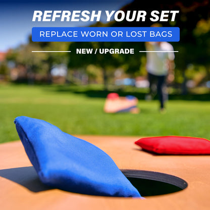 GoSports Official Regulation Cornhole Bean Bags Set of 8 - All Weather - Classic Red and Blue
