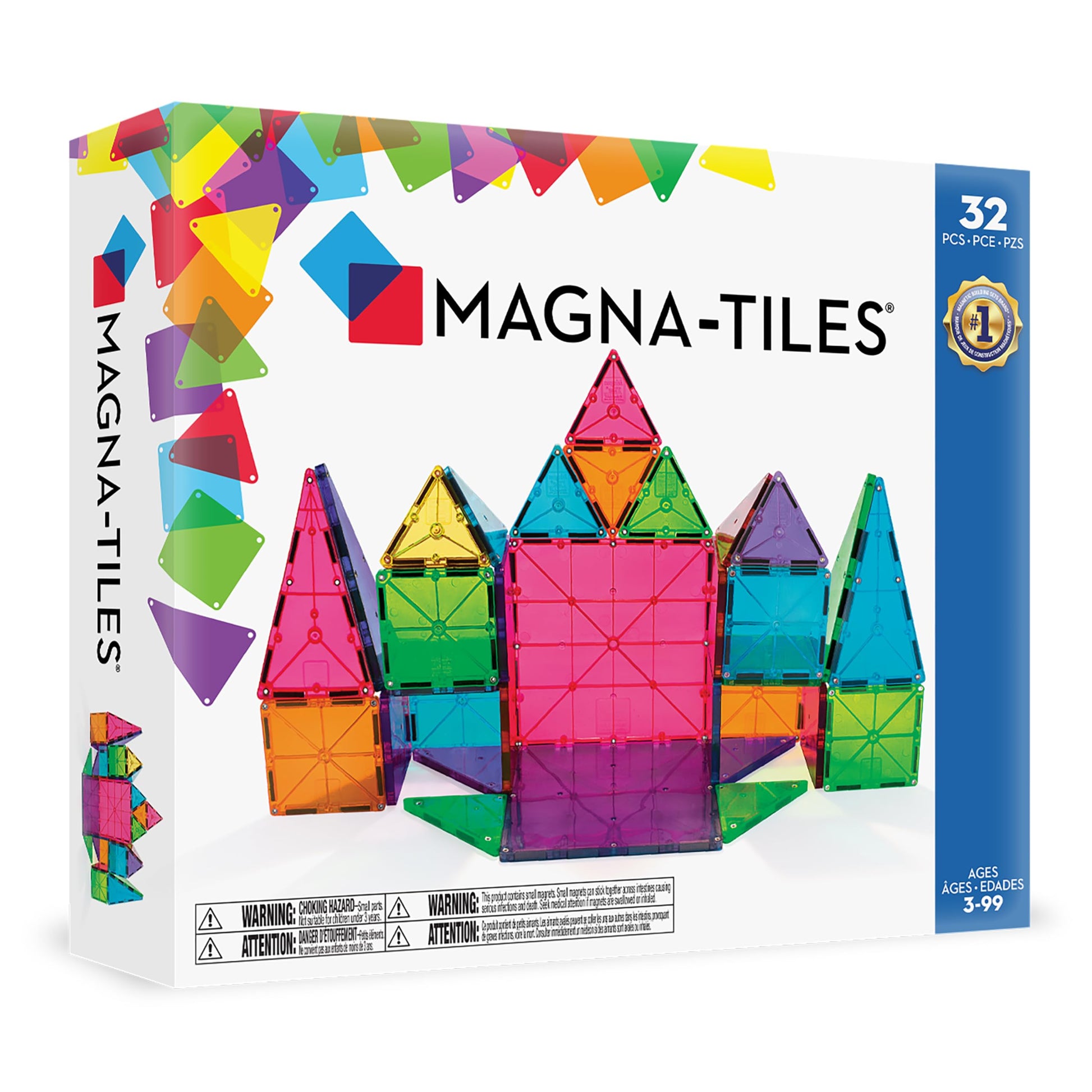 Magna-Tiles 02132 Clear Colors 32 Piece Set by Valtech Since 1997 - Available at All In One Marketplace Canada