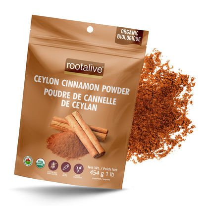 Rootalive Organic Ceylon Cinnamon Powder 454g (1lb) – Pure, Raw & Certified Organic