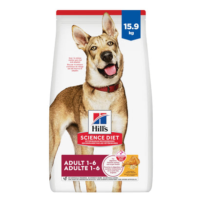 Hill's Science Diet, Adult 1-6, Dry Dog Food, Chicken Recipe, 15.9kg