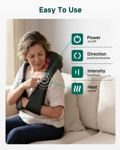 Snailax Shiatsu Neck Massager with Heat, 8 Kneading Nodes for Shoulders 🍁 All In One Marketplace Canada Snailax