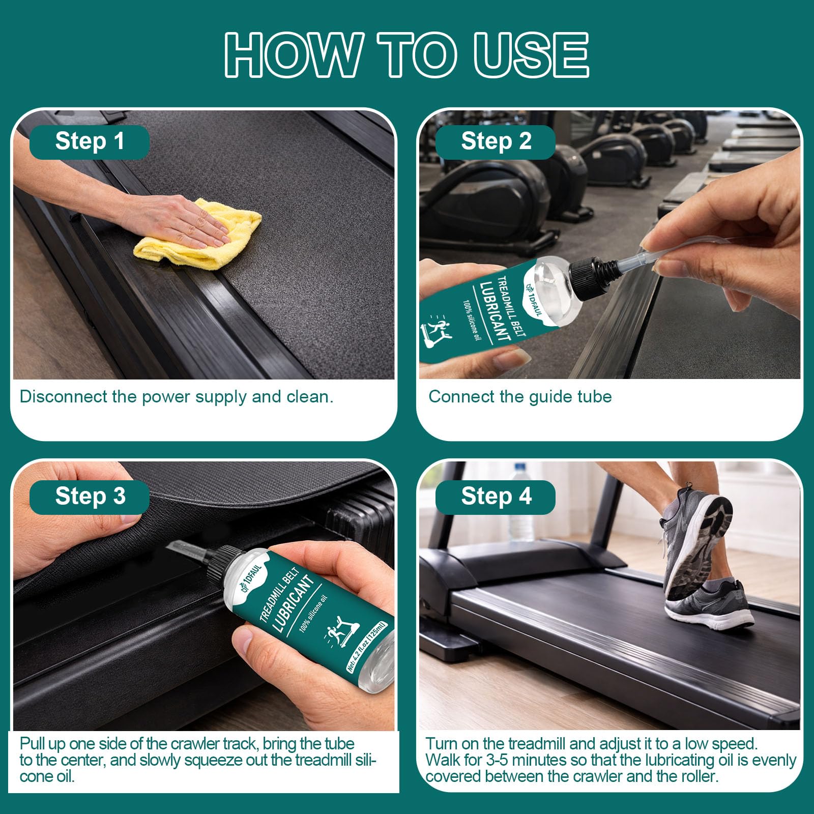 1DFAUL 250ml Treadmill Lubricant for Belt, Silicone Treadmill Oil Belt Lubricant High Temperature Resistance, Reduces Friction, Noise & Wear, Suitable for Various Treadmills Models - Available at All In One Marketplace Canada