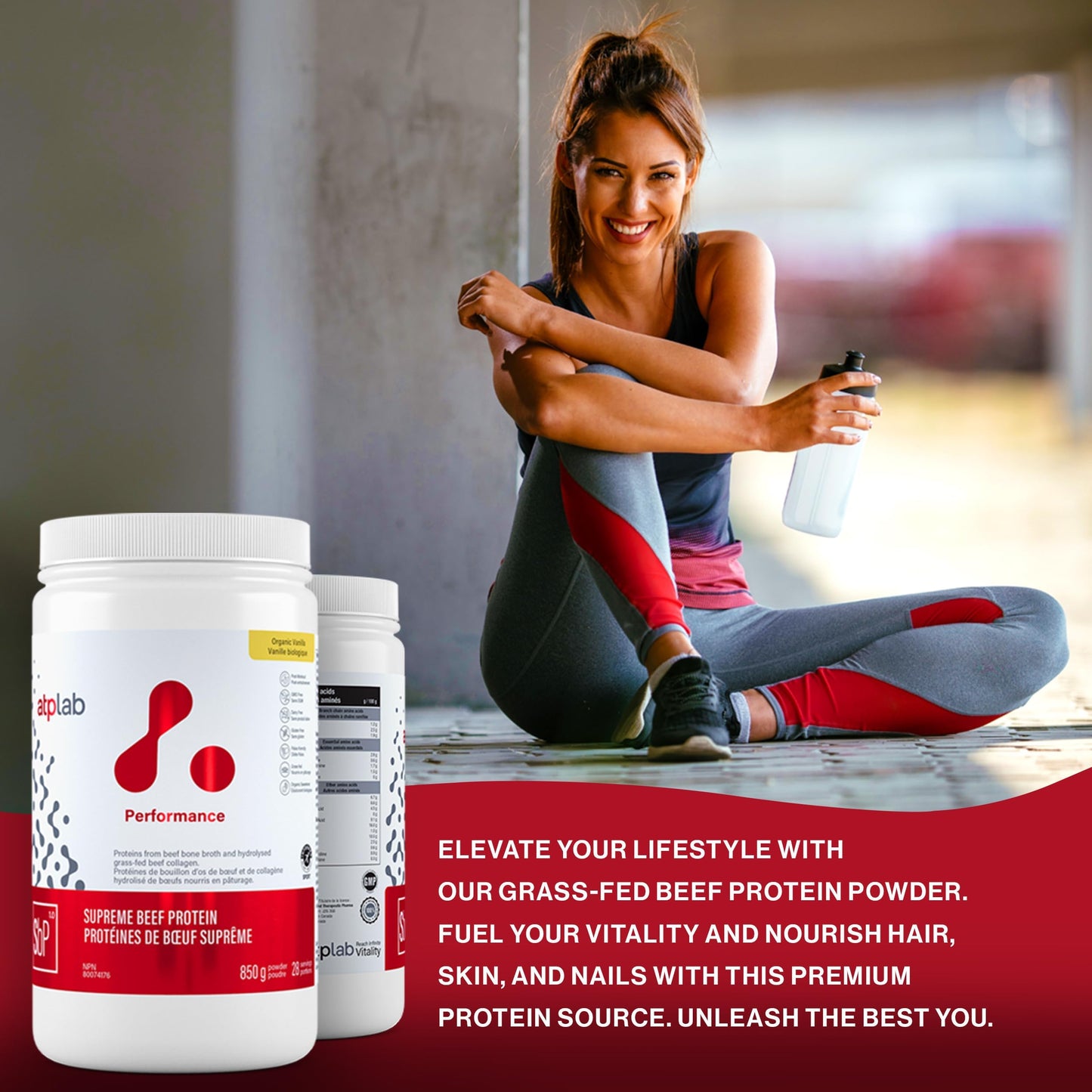 ATP LAB Supreme Beef Protein Powder Grass Fed 850g - Vanilla Flavor with Bone Broth & Hydrolyzed Collagen