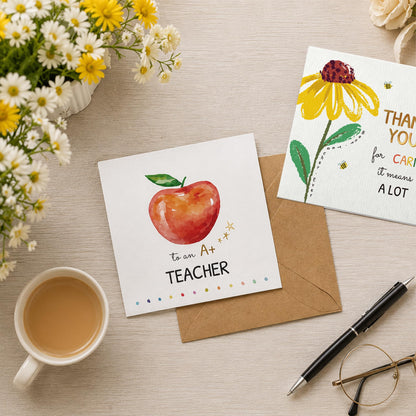 27 Teacher Thank You Cards 9 Classroom Designs with Gold Foil 15x15 cm - Available at All In One Marketplace Canada