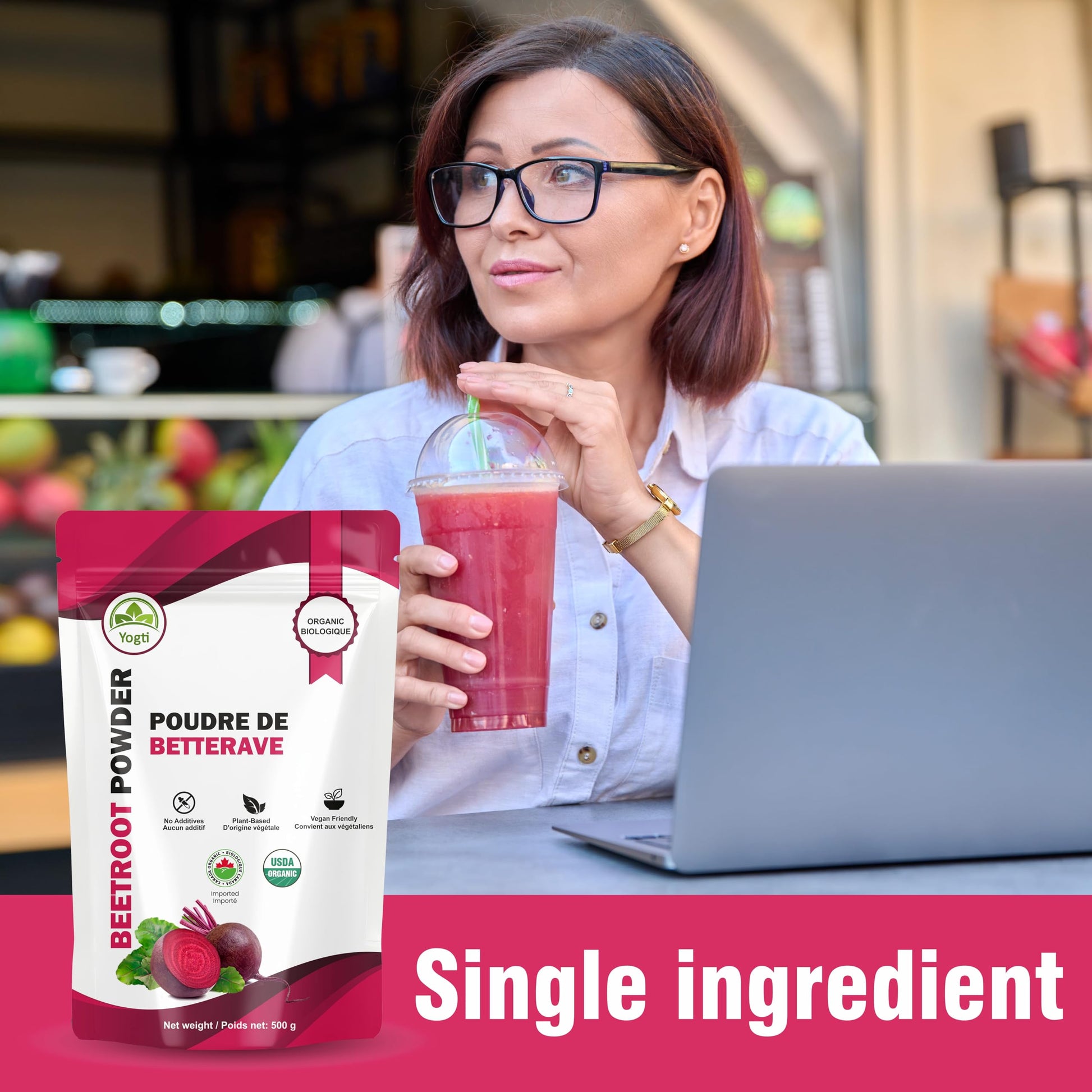 Yogti Organic Beetroot Powder 500g – Pure, Non-GMO, Vegan, Gluten-Free – Fine Red Beet Powder for Smoothies, Baking, Lattes & Natural Color – Premium Superfood Ingredient - 1 Count Yogti
