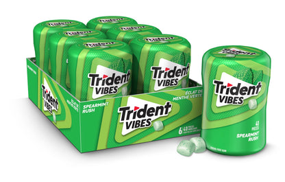 Trident Vibes Spearmint Rush Sugar-Free Gum - 6 Bottle Pack (240 Pieces)