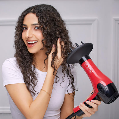 KISS 1875 Watt Pro Tourmaline Ceramic Hair Dryer, 3 Heat Settings, 2 Speed Slide Switch, Cool Shot Button, 2 Detangler Combs, 1 Concentrator, 1 Diffuser, Removable Filter Cap & 4 Sectioning Clips