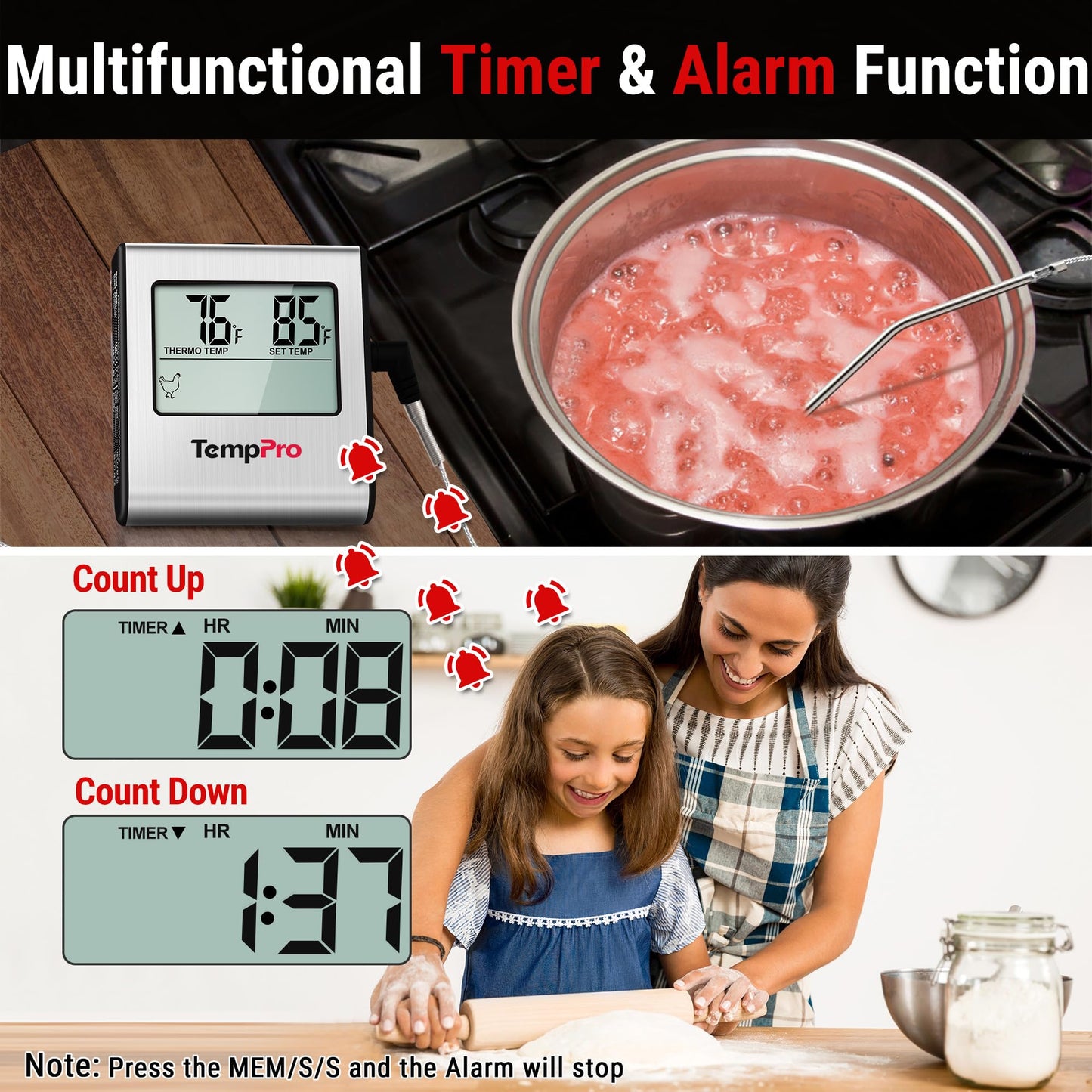 ThermoPro TP-16 Meat Thermometer with Stainless Steel Probe for Indoor Outdoor Use, Digital Cooking Thermometer for Grill, Barbecue, Oven, Smoker, Candy - Available at All In One Marketplace Canada