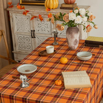 AQOTHES Plaid Fall Tablecloth Thanksgiving Rectangle 60x84 Inch Orange Red 🍁 All In One Marketplace Canada