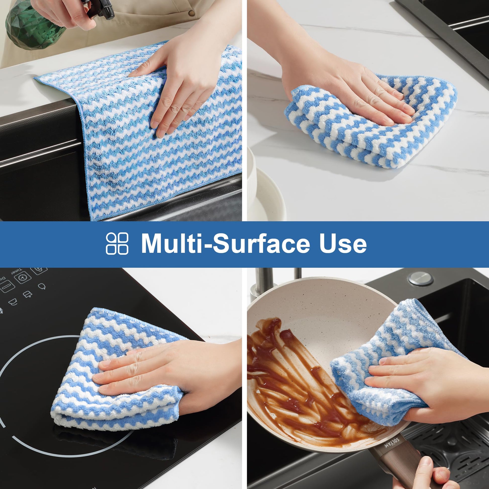JOYMOOP Microfiber Cleaning Cloths, Dish Cloths for Washing Dishes, 18 Pack Kitchen Towels, Reusable and Washable Dish Towels for Dish Drying Washing, Absorbent Streak Free Lint Free Rags - 10" x 10" - Available at All In One Marketplace Canada