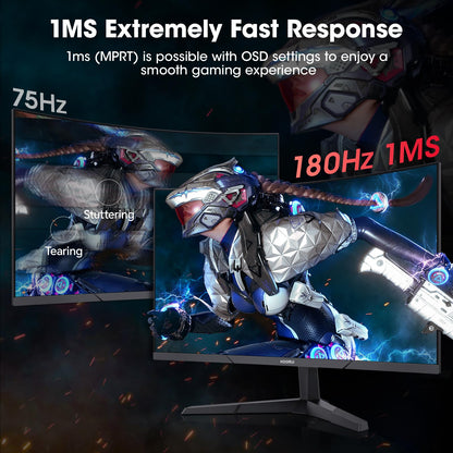 KOORUI 24 Inch Curved Gaming Monitor, 180Hz 1080P 1500R, Adaptive Sync, HDR KOORUI