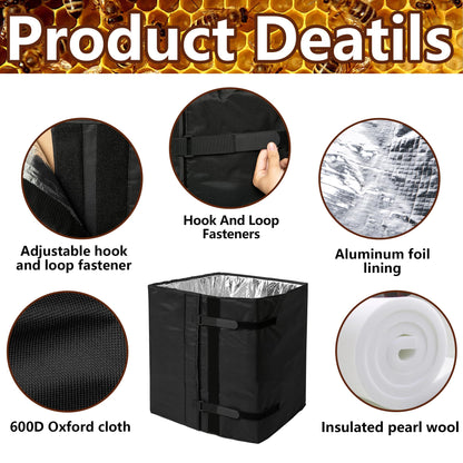 codree 10 Frame Winter Bee Hive Wrap- 1 Deep Box & 1 Medium Box 600D Oxford Beehive Winter Protection Cover- Cozy Windproof Warm Bee Hive Insulation Wrap for Most Bee Hive (85" x 17") 🍁 All In One Marketplace Canada