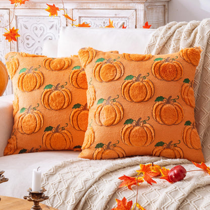 AQOTHES Fall Pumpkin Orange Throw Pillow Covers 18x18 Inch Pack of 2 🍁 All In One Marketplace Canada