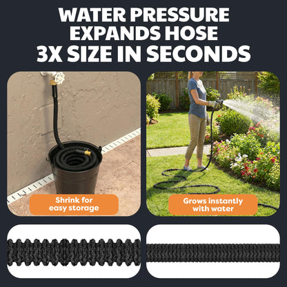 XHOSE PRO Expandable Garden Hose 50ft Water Hose with Brass Fittings, Flexible, Expanding and Retractable, Lightweight 50 Ft Hose, Tuyau Arrosage - 2026 Model