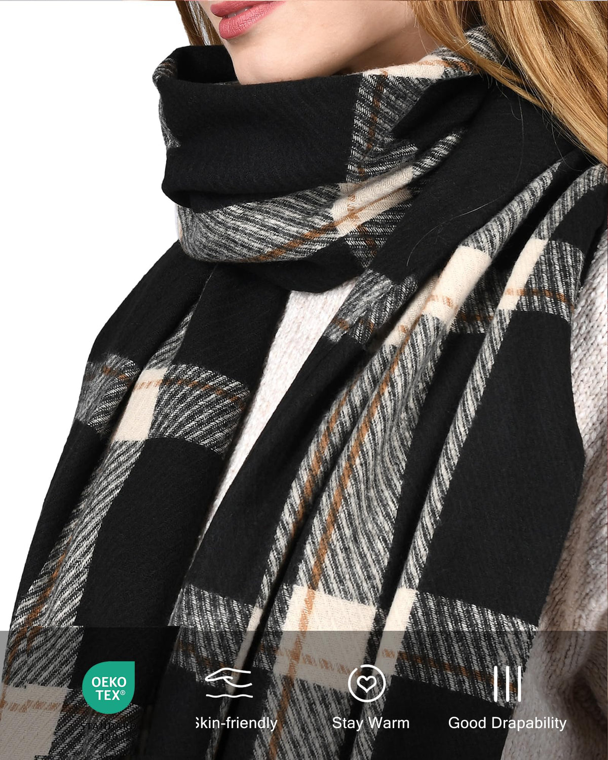 FURTALK Winter Scarf for Women Oversized Plaid Tassel Shawl Wrap 🍁 All In One Marketplace Canada