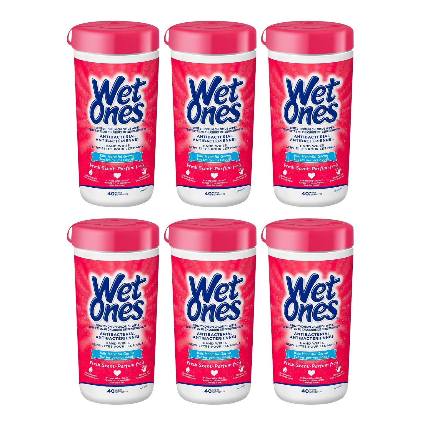 Wet Ones Antibacterial Fresh Scent Hand Wipes| Travel |Hand Sanitizer Wipes, Travel Essentials, 40‑Count Canisters, Pack of 6 Wet Ones