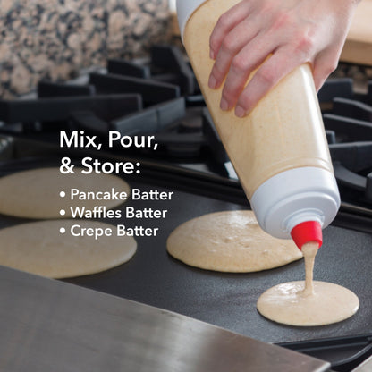 Whiskware Pancake Bottle, Batter Dispenser and Mixer with BlenderBall Wire Whisk, Durable, No-Mess, BPA Free, Dishwasher Safe, Mint Whiskware
