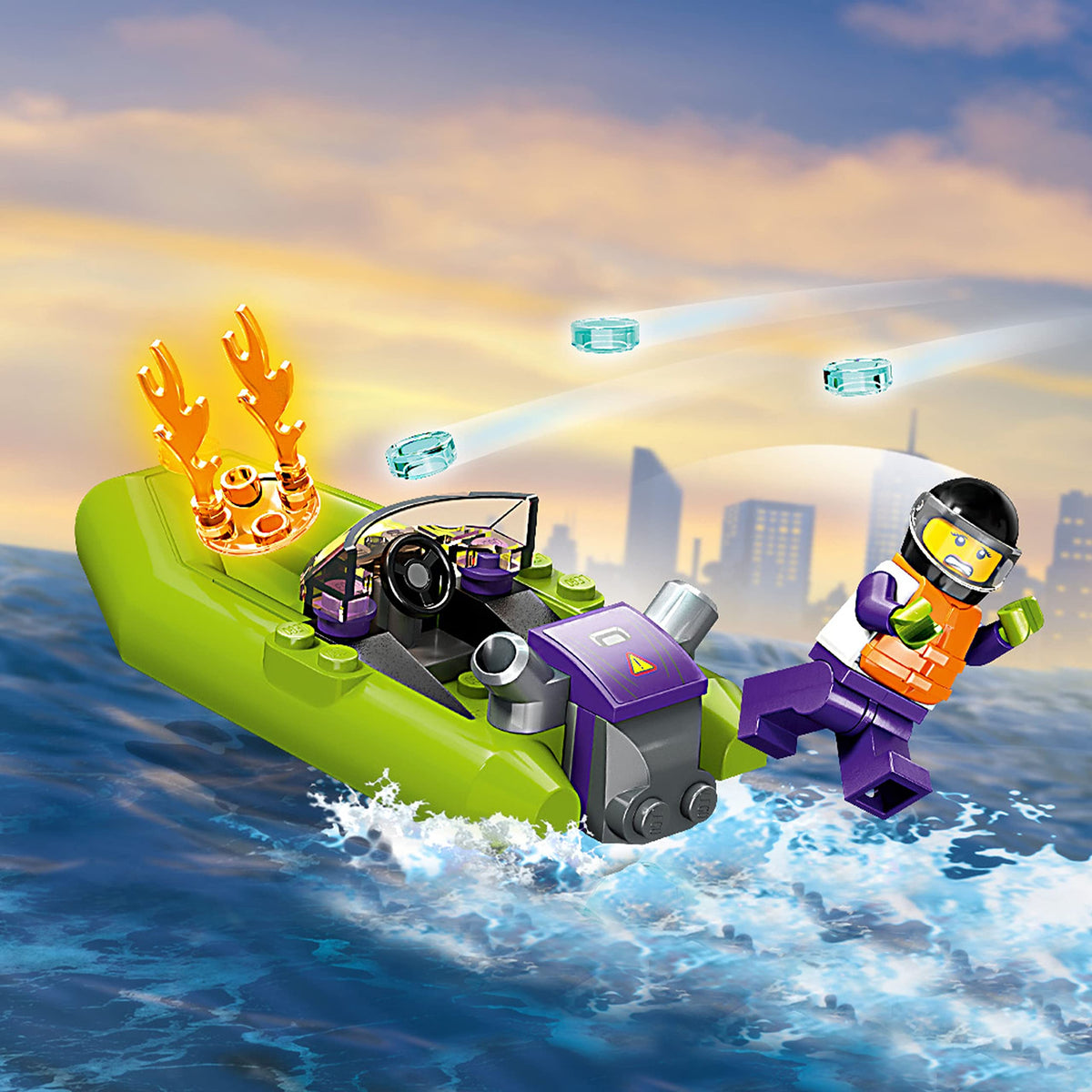 LEGO City Fire Rescue Boat 60373, Toy Floats on Water, with Jetpack, Dinghy and 3 Minifigures, Everyday Hero Toys for Kids, Boys and Girls Ages 5+