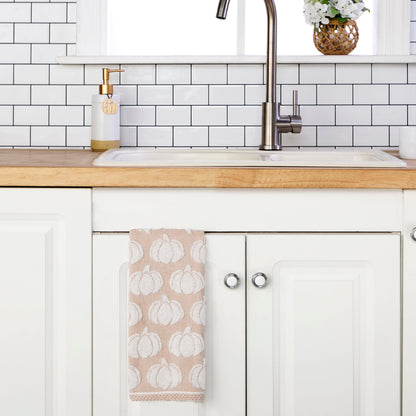 SKL Home Pumpkin Hand Towel 2pc Set for Bath/Kitchen/Bar & Gift, Tan