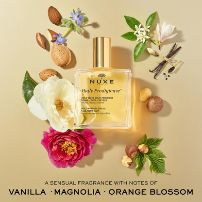 NUXE Huile Prodigieuse Multi-Purpose Dry Oil - Radiant Glow and Lightweight Hydration for Face, Body & Hair. Nourishes, Repairs and Enhances - 50mL Nuxe